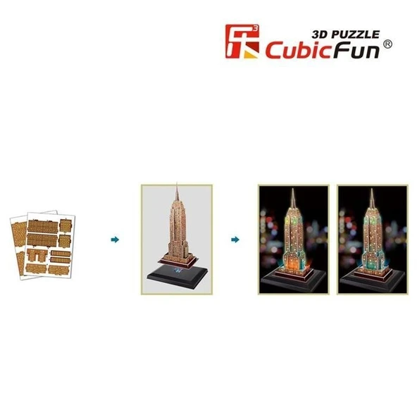 Cubic Fun 3D 38 Parça Puzzle Empire State Binası ABD Led Işıklı - 2