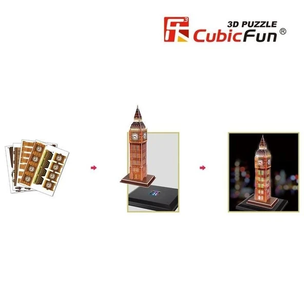 Cubic Fun 3D 28 Parça Puzzle Big Ben Saat Kulesi - İngiltere(Led - Resim 2