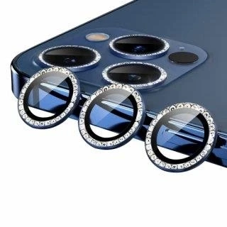 İphone 12 Pro Max  Taşlı Kamera Lens Koruyucu Çerçeveli Koruyucu - 4