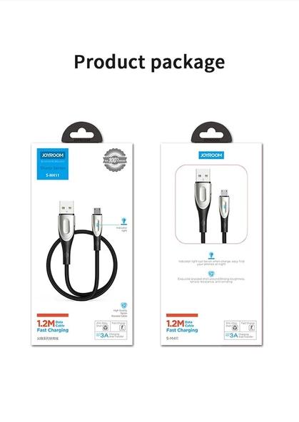 Joyroom S-M411 Sharp Serisi Mikro USB Şarj ve Data Kablosu 1.2 M Kırmızı - 2
