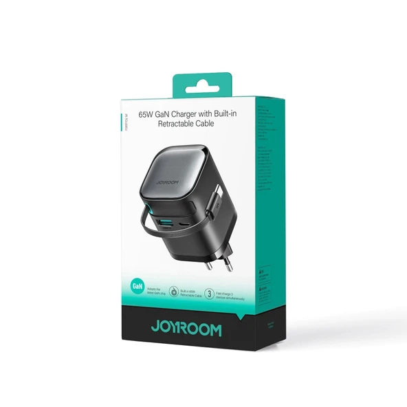 Joyroom JR-TCL02 Gan 65W Geri Çekilebilir Kablolu 2 Portlu Şarj Cihazı - 2