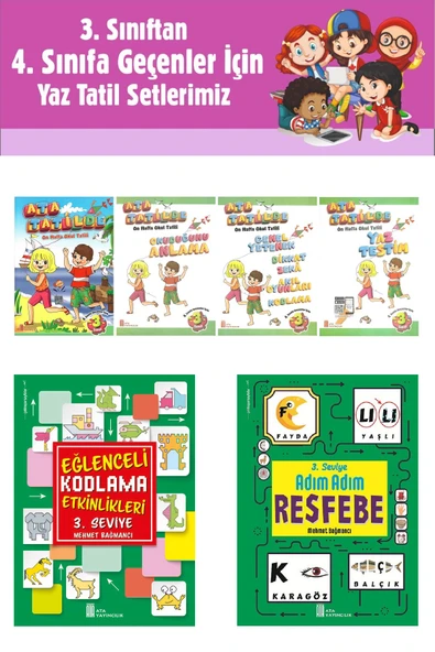 3.Sınıftan 4.Sınıfa Geçenler İçin Ata Tatilde Seti +Kodlama+Resfebe ürün görseli 1