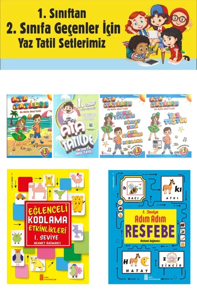 1.Sınıftan 2.Sınıfa Geçenler İçin Ata Tatilde Seti +Kodlama+Resfebe ürün görseli 1