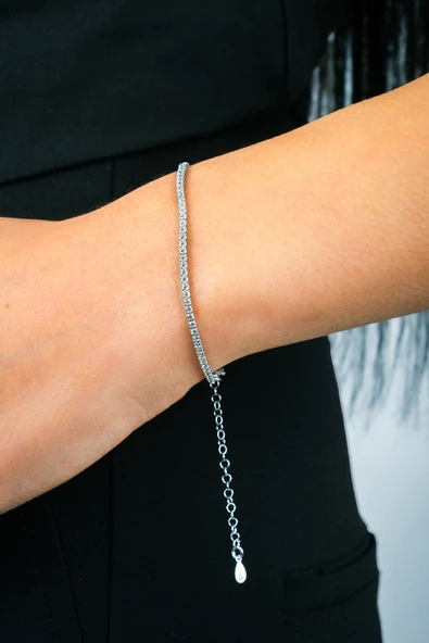 925 Ayar Gümüş Zirkon Taşlı Su Yolu Kadın Bileklik - 3