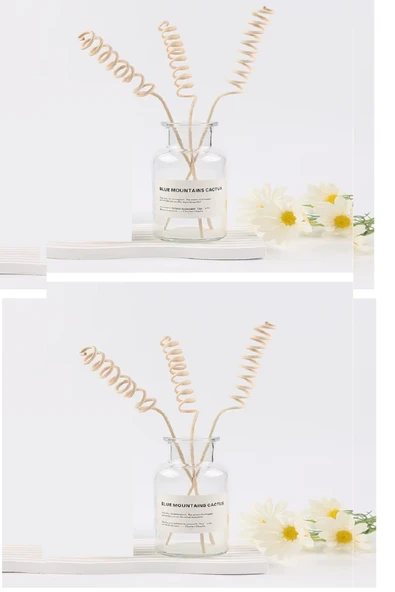 3 Tek Adet 3 Model Aromaterapi Koku Dağıtıcı Rattan Şişe Ahşap Difüzör Çubuk (Spiral-Yaprak-Dalgalı) - 3