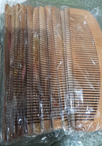 Ahşap Tarak 12'li Paket Dar Dişli Oval ürün görseli 1