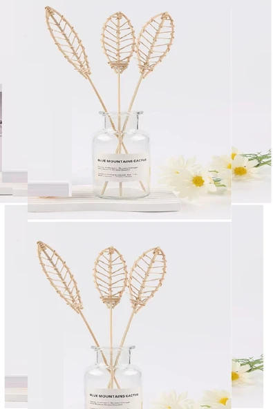 3 Tek Adet 3 Model Aromaterapi Koku Dağıtıcı Rattan Şişe Ahşap Difüzör Çubuk (Spiral-Yaprak-Dalgalı) - 4