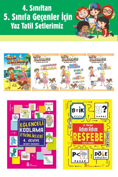 4.Sınıftan 5.Sınıfa Geçenler İçin Ata Tatilde Seti +Kodlama+Resfebe