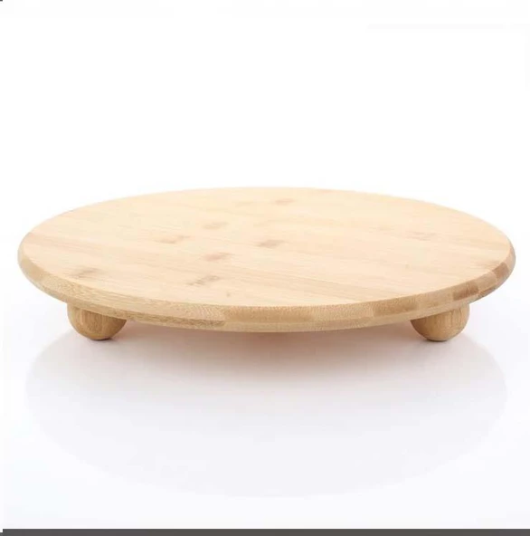 Bambu Yuvarlak Sunumluk Top Ayaklı