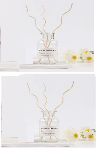 3 Tek Adet 3 Model Aromaterapi Koku Dağıtıcı Rattan Şişe Ahşap Difüzör Çubuk (Spiral-Yaprak-Dalgalı) - 2