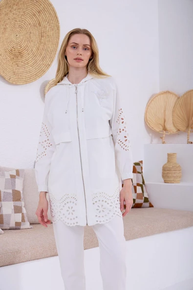 BRODE NAKIŞLI KAPŞONLU TRENCH