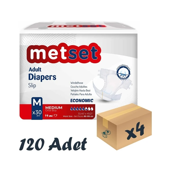 Ekonomik Bel Bantlı Yetişkin Hasta Bezi 5,5 Damla Medium Orta Boy 30'lu 4 Paket 120 Adet