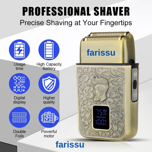 WA-093 Profesyonel Çift Bıçaklı Şarjlı Tıraş Makinesi | Günlük Sakal ve Sıfır Yanak - 2