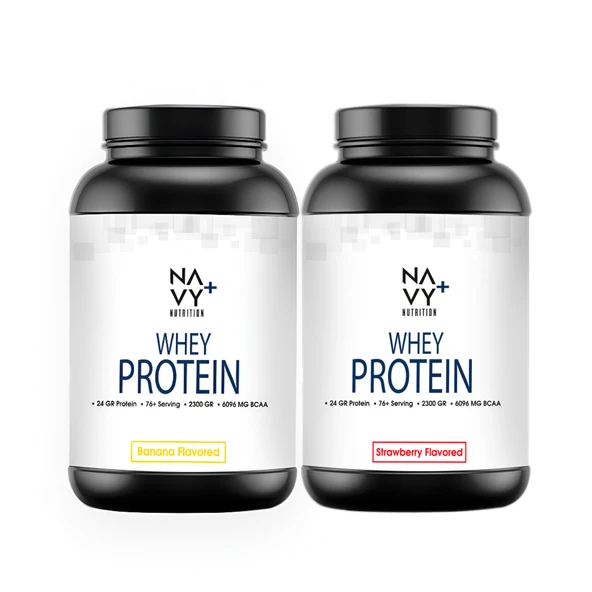 Navy Plus Nutrition 2 Adet 2300 Gr Whey Protein Tozu (Çilek ve Muz Aromalı)
