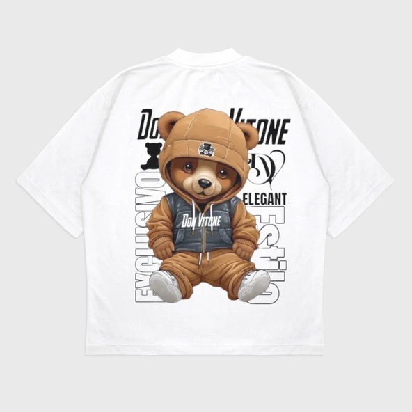 Oversize 'Don Vıtone' Baskılı Bisiklet Yaka T-Shırt