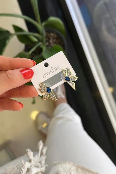 Çiçek Küpe - Mavi ürün görseli 1