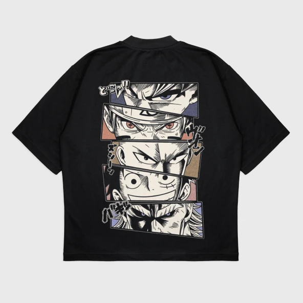 Oversize 'Urbenıe' Baskılı Bisiklet Yaka T-Shırt