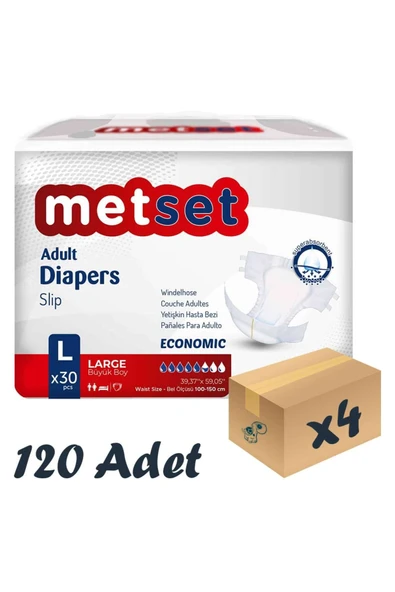 Bel Bantlı Yetişkin Hasta Bezi 5,5 Damla Large Büyük Boy 30'lu 4 Paket 120 Adet