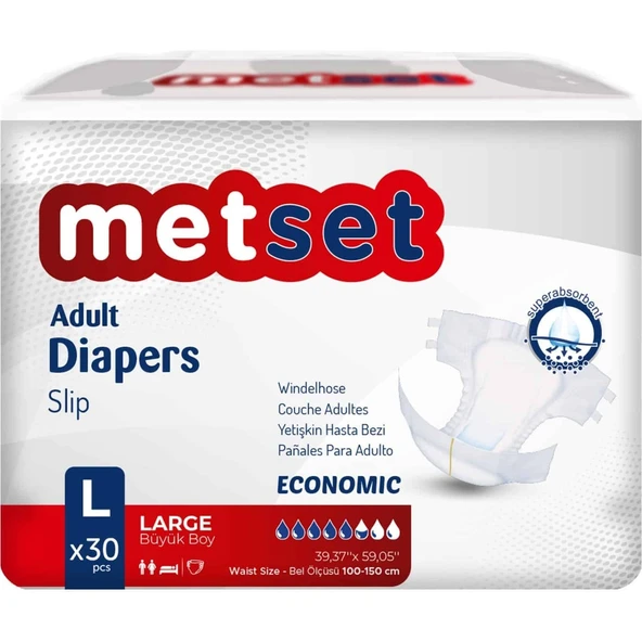 Ekonomik Bel Bantlı Yetişkin Hasta Bezi 5,5 Damla Large Büyük Boy L Beden 30'lu Paket
