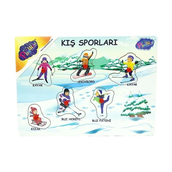 Ahşap Tutmalı Kış Sporları Yapboz