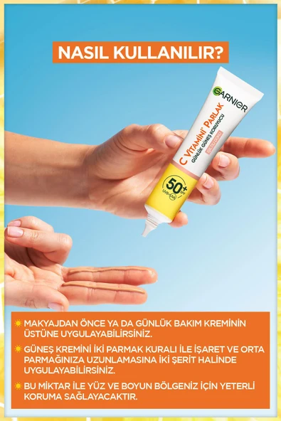 Garnier C Vitamini Parlak Günlük Güneş Koruyucu Fluid Yüz Kremi Işıltılı Doku SPF50+ 40ml - 6
