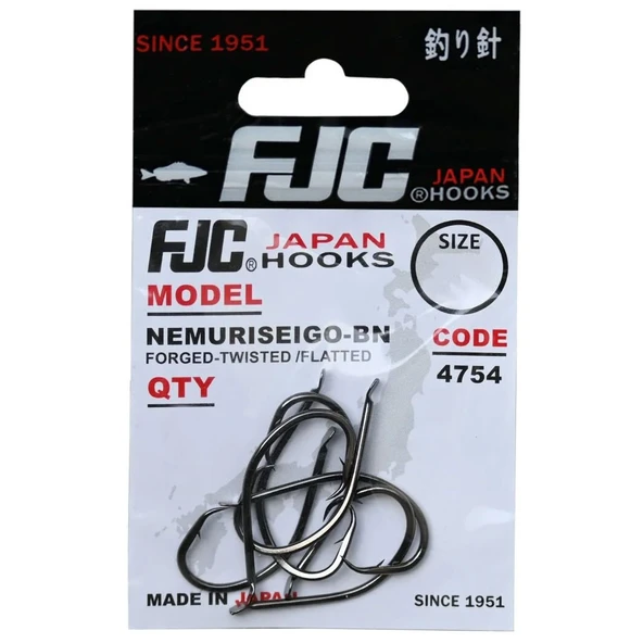 FJC FJC4754 Nemuri Seigo Black Nickel Çengel Olta İğnesi  1 No - 9 Adet