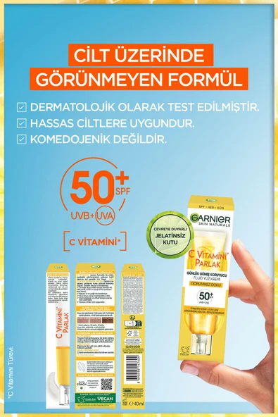 Garnier C Vitamini Günlük Güneş Koruyucu Fluid Yüz Kremi Görünmez Doku Spf50 40ml - 5