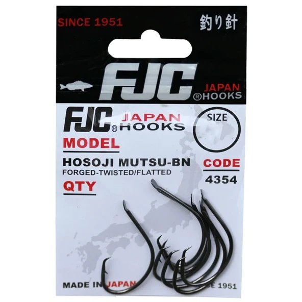 FJC FJC4354 Hosoji Mutsu Black Nickel Çember Olta İğnesi  4 No - 16 Adet