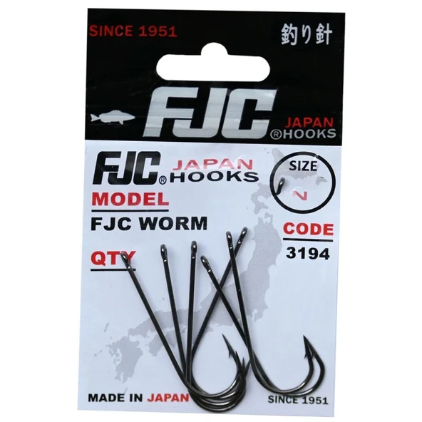 FJC FJC3194 Worm Black Nickel Tekli Olta İğnesi  2 No - 7 Adet
