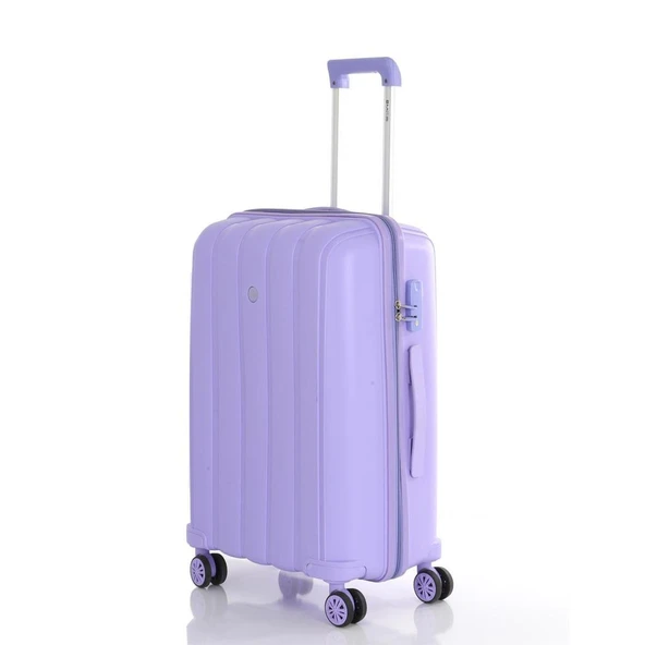 MÇS Bavul Büyük ve Orta 2li Set Kırılmaz Silikon Valiz V305 Lila - Resim 6