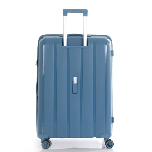 MÇS Bavul Büyük ve Orta 2li Set Kırılmaz Silikon Valiz V305 SkyBlue - Resim 4