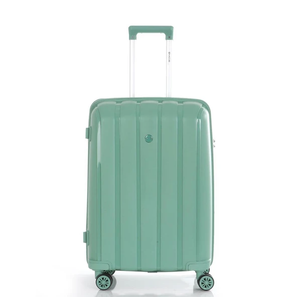 MÇS Bavul Büyük ve Orta 2li Set Kırılmaz Silikon Valiz V305 SuYeşili - Resim 8