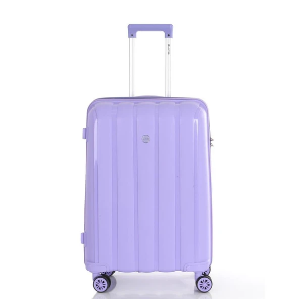 MÇS Bavul Büyük ve Orta 2li Set Kırılmaz Silikon Valiz V305 Lila - Resim 8