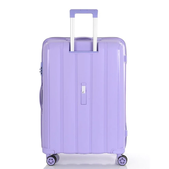 MÇS Bavul Büyük ve Orta 2li Set Kırılmaz Silikon Valiz V305 Lila - Resim 4