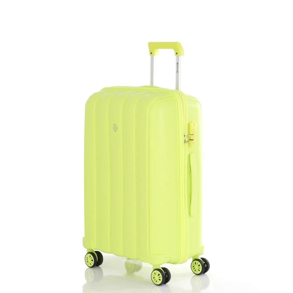 MÇS Bavul Büyük ve Orta 2li Set Kırılmaz Silikon Valiz V305 AçıkSarı - 7