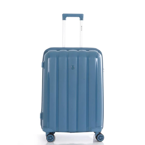 MÇS Bavul Büyük ve Orta 2li Set Kırılmaz Silikon Valiz V305 SkyBlue - Resim 6