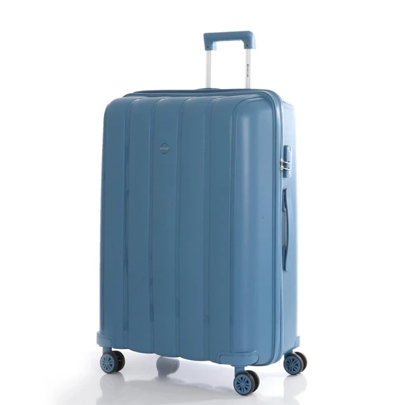 MÇS Bavul Büyük ve Orta 2li Set Kırılmaz Silikon Valiz V305 SkyBlue - Resim 3