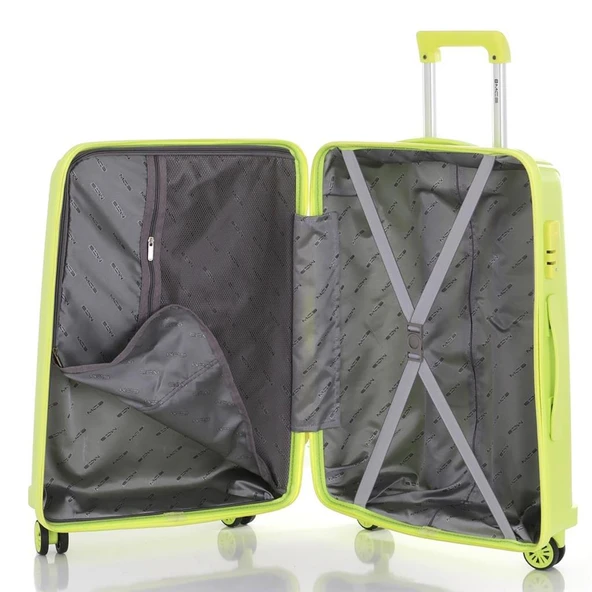 MÇS Bavul Büyük ve Orta 2li Set Kırılmaz Silikon Valiz V305 AçıkSarı - 5