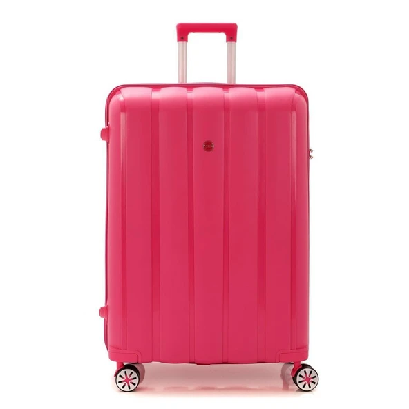 MÇS Bavul Büyük ve Orta 2li Set Kırılmaz Silikon Valiz V305 Fuşya - Resim 2