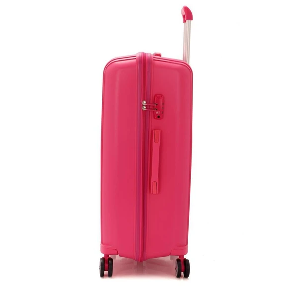 MÇS Bavul Büyük ve Orta 2li Set Kırılmaz Silikon Valiz V305 Fuşya - Resim 3