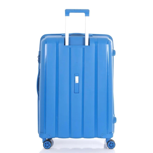 MÇS Bavul Büyük ve Orta 2li Set Kırılmaz Silikon Valiz V305 SaksMavi - 7