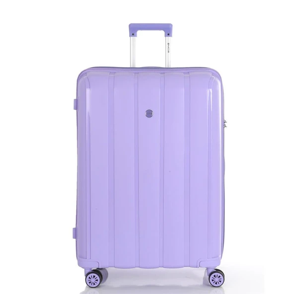 MÇS Bavul Büyük ve Orta 2li Set Kırılmaz Silikon Valiz V305 Lila - Resim 3