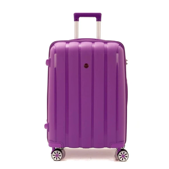 MÇS Bavul Büyük ve Orta 2li Set Kırılmaz Silikon Valiz V305 Mor - Resim 6