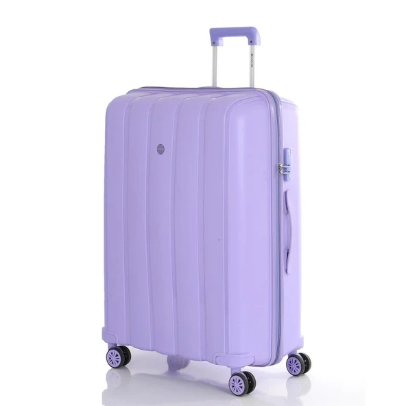 MÇS Bavul Büyük ve Orta 2li Set Kırılmaz Silikon Valiz V305 Lila - Resim 2