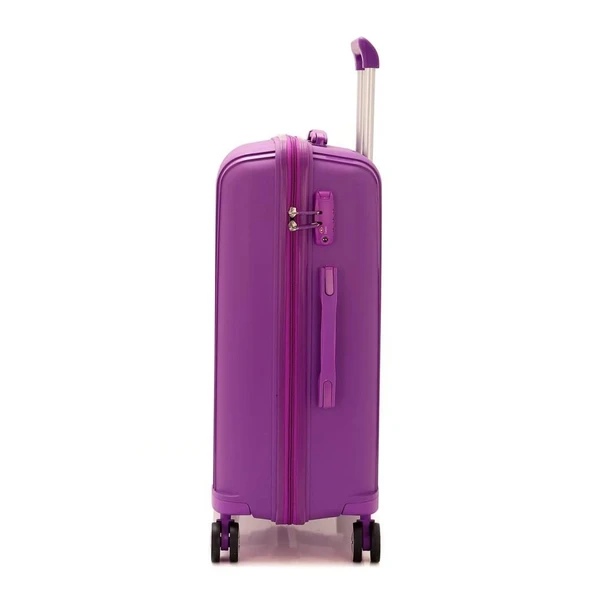 MÇS Bavul Büyük ve Orta 2li Set Kırılmaz Silikon Valiz V305 Mor - Resim 8