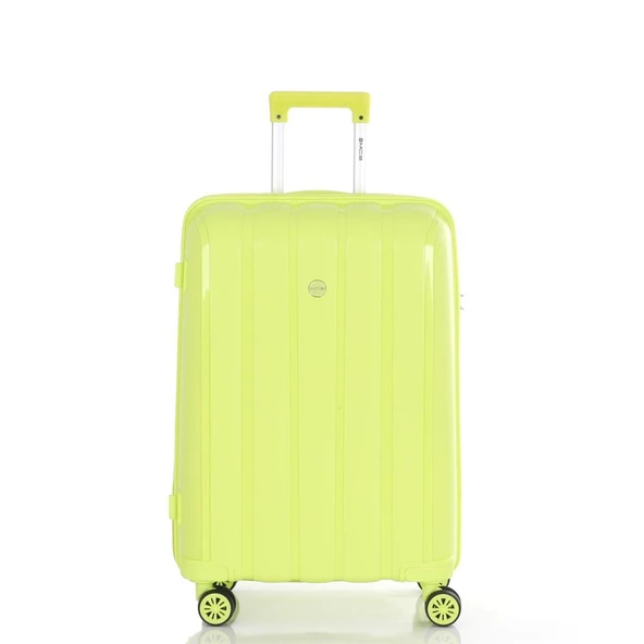 MÇS Bavul Büyük ve Orta 2li Set Kırılmaz Silikon Valiz V305 AçıkSarı - 6