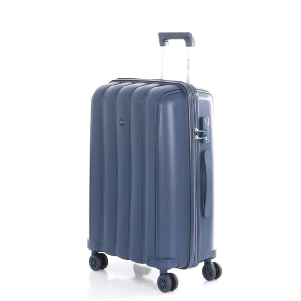 MÇS Bavul Büyük ve Orta 2li Set Kırılmaz Silikon Valiz V305 Laci - Resim 6