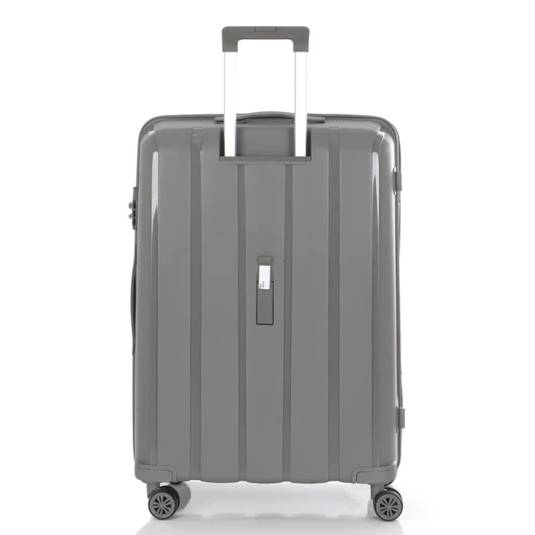 MÇS Bavul Büyük ve Orta 2li Set Kırılmaz Silikon Valiz V305 Gri - 4
