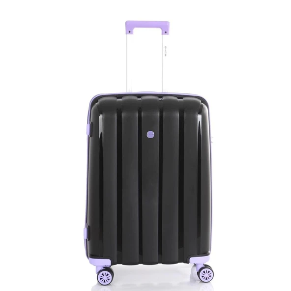 MÇS Bavul Büyük ve Orta 2li Set Kırılmaz Silikon Valiz V305 Siyah/Lila - Resim 7