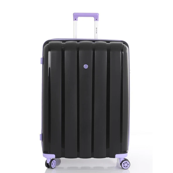 MÇS Bavul Büyük ve Orta 2li Set Kırılmaz Silikon Valiz V305 Siyah/Lila - Resim 2